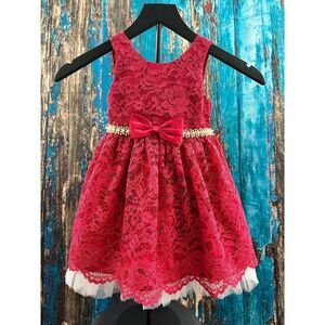 American Princess Red Lace Dress/Tulle Underskirt Toddler Size 2T